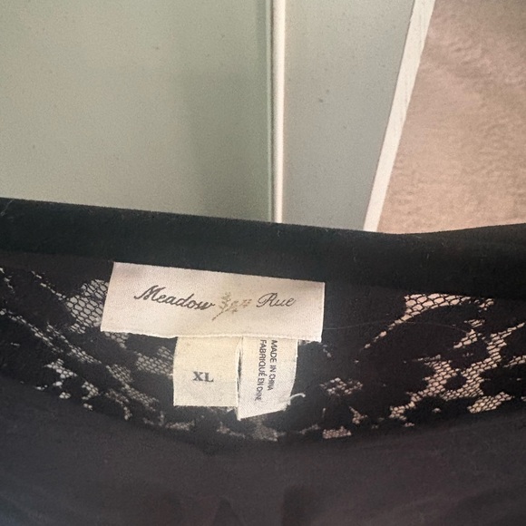 Anthropologie Black Lace Relaxed Short Sleeve Blouse - Picture 2 of 3